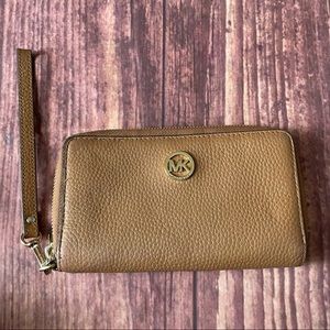 Michael Kors Leather Wallet/Wristlet - Brown
